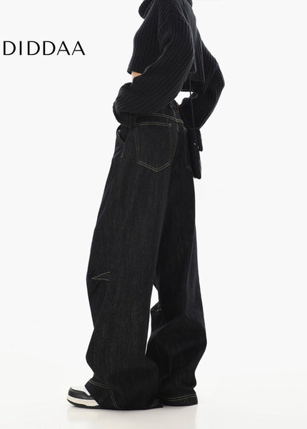 Black High-Waisted Loose Wide-Leg Jeans for Women - Women’s Jeans