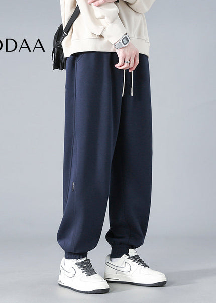 Black Loose Casual Drawstring Sweatpants for Men - M / Dark Blue - Unisex Sweatpants