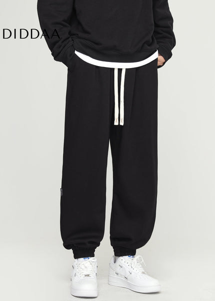 Black Loose Casual Drawstring Sweatpants for Men - Unisex Sweatpants