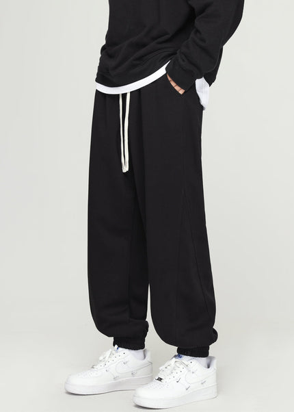 Black Loose Casual Drawstring Sweatpants for Men - Unisex Sweatpants