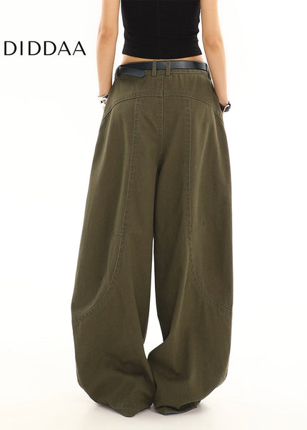 Black Loose Draped Wide Leg Scimitar Jeans for Women - Women’s Jeans