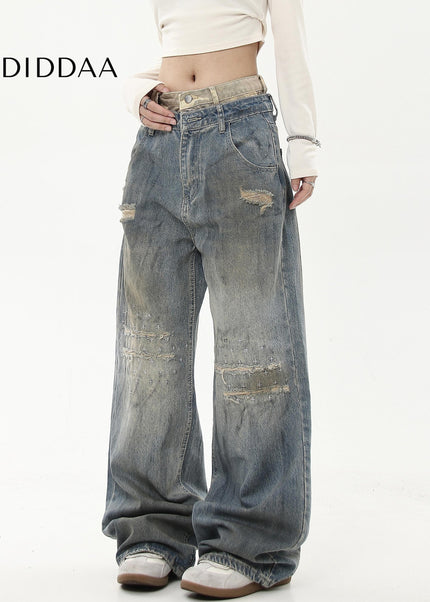 Black Loose Fit Double Waist Jeans for Men and Women - Women’s Jeans