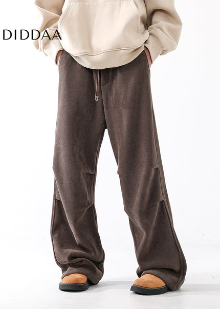 Black Loose Fit Velvet Sweatpants for Men - Unisex Sweatpants