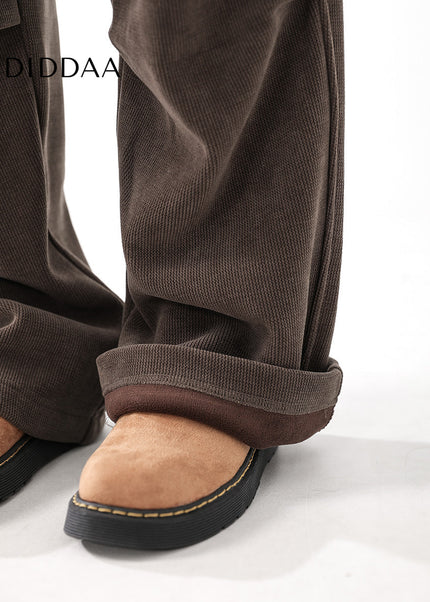 Black Loose Fit Velvet Sweatpants for Men - Unisex Sweatpants