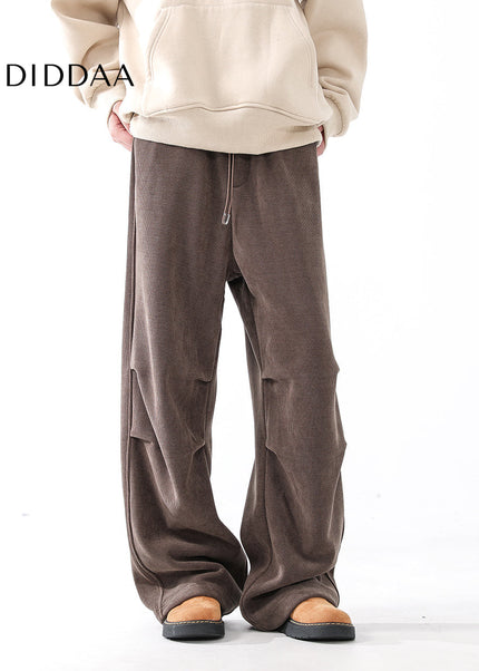 Black Loose Fit Velvet Sweatpants for Men - Unisex Sweatpants