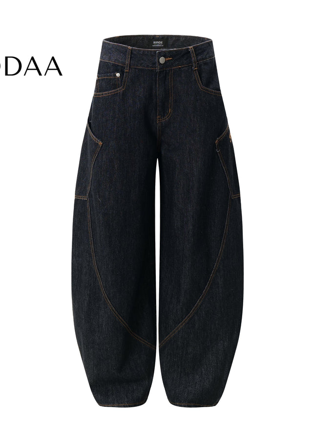 Black Loose Wide-Leg Long-Pocket Cargo Pants - XS / Black - Women’s Jeans