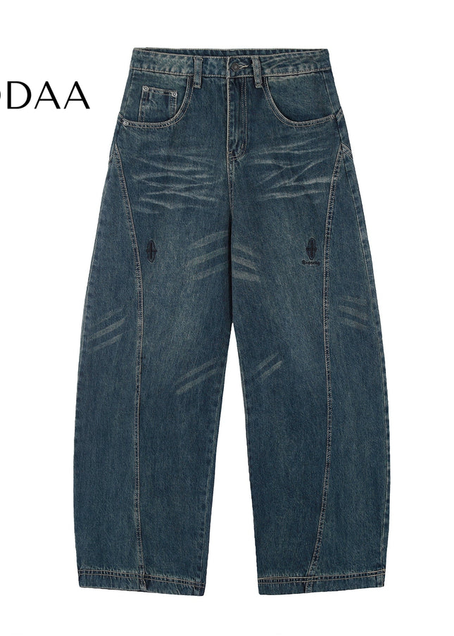 Black Luxury Embroidered Wide-Leg Jeans for All - S / Blue - Women’s Jeans