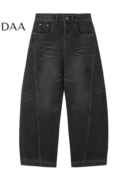 Black Luxury Embroidered Wide-Leg Jeans for All - S / Black - Women’s Jeans