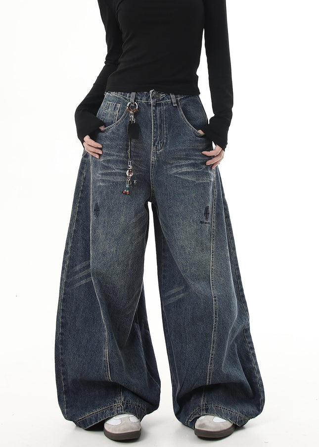 Black Luxury Embroidered Wide-Leg Jeans for All - Women’s Jeans