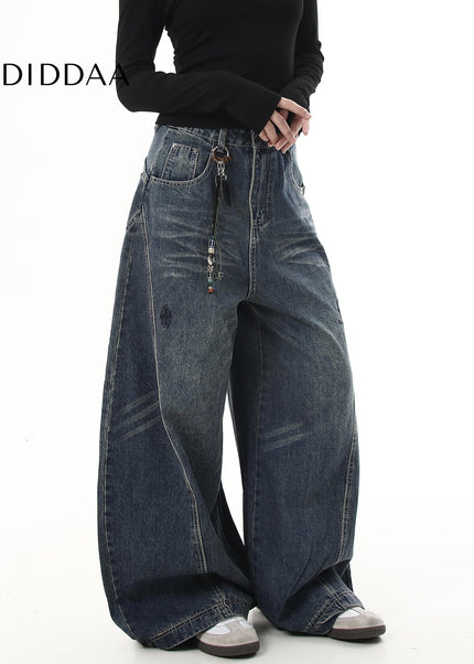 Black Luxury Embroidered Wide-Leg Jeans for All - Women’s Jeans