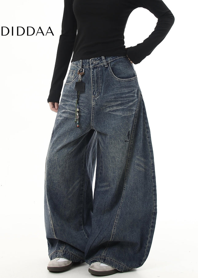 Black Luxury Embroidered Wide-Leg Jeans for All - Women’s Jeans
