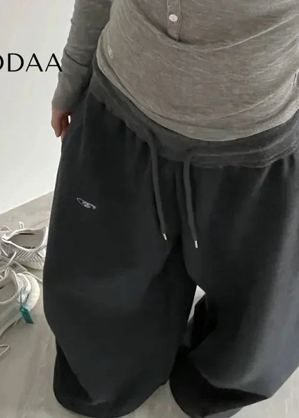 Black Oversize Cotton Jogger Pants with Drawstring - Dark Grey / S - Unisex Sweatpants