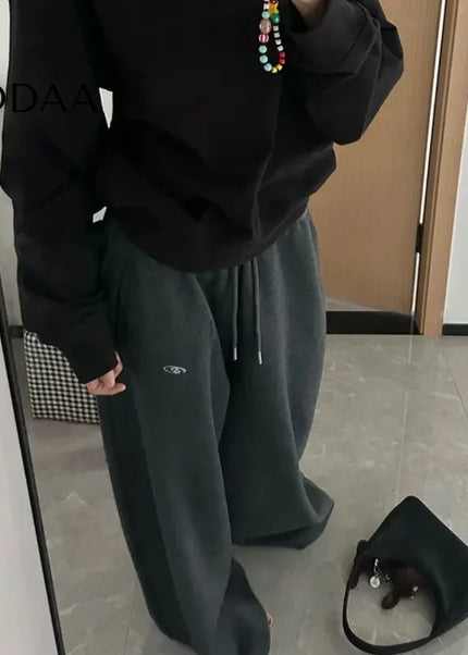 Black Oversize Cotton Jogger Pants with Drawstring - Unisex Sweatpants