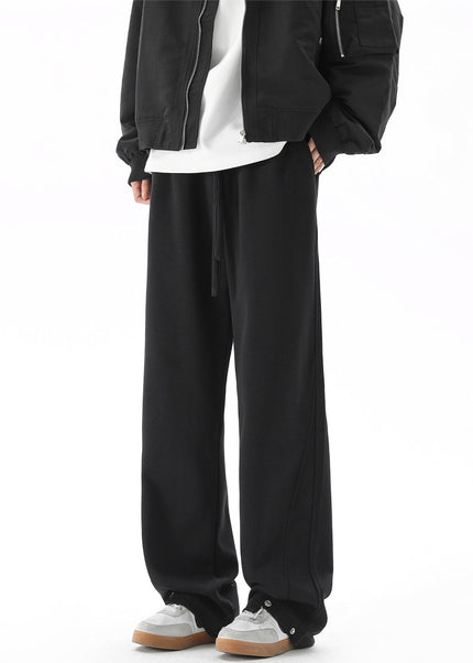 Black Straight Drape Casual Sweatpants for Men - Unisex Sweatpants