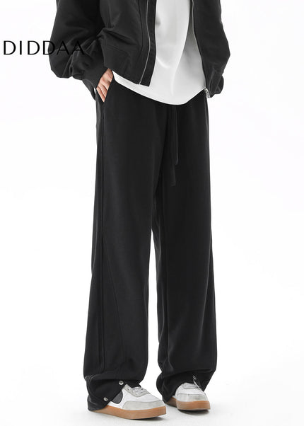 Black Straight Drape Casual Sweatpants for Men - Unisex Sweatpants