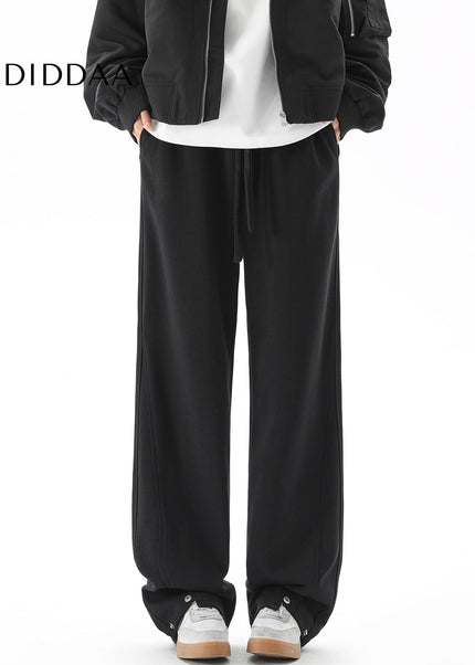 Black Straight Drape Casual Sweatpants for Men - Unisex Sweatpants