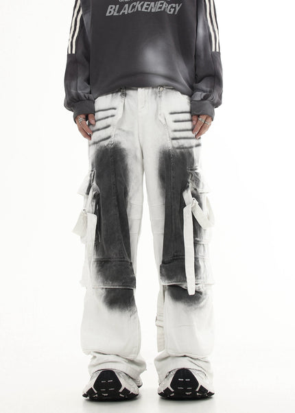 Black Strappy Bootcut Multi-Pocket Cargo Pants - Women’s Jeans