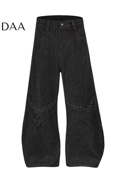 Black Studded Loose Fit Scimitar Wide Leg Pants - S / Black - Women’s Jeans