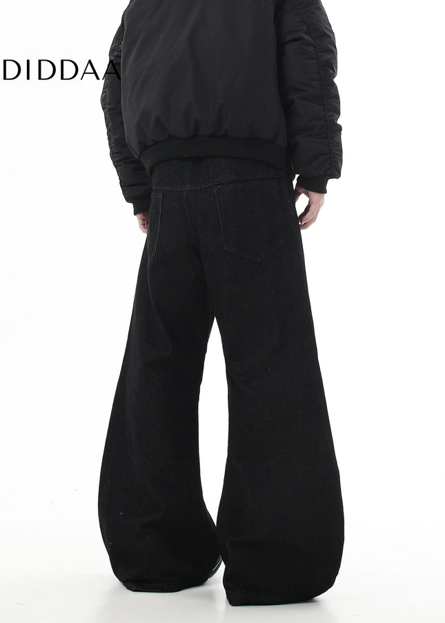Black Studded Loose Fit Scimitar Wide Leg Pants - Women’s Jeans