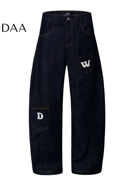 Black Vintage Letter Print Loose Wide-Leg Cargo Pants - S / Black - Women’s Jeans