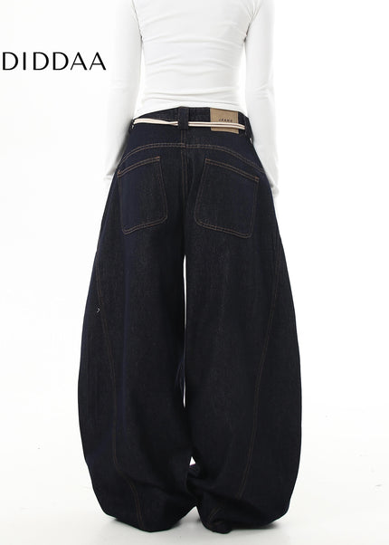 Black Vintage Letter Print Loose Wide-Leg Cargo Pants - Women’s Jeans