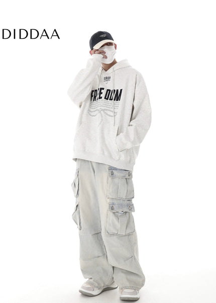 Black Vintage Multi-Pocket Cargo Jeans Loose Fit - Women’s Jeans