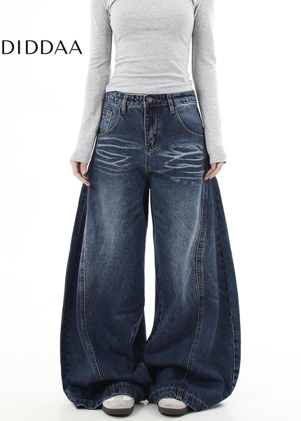 Black Vintage Whisker Washed Wide-Leg Scimitar Jeans - Women’s Jeans