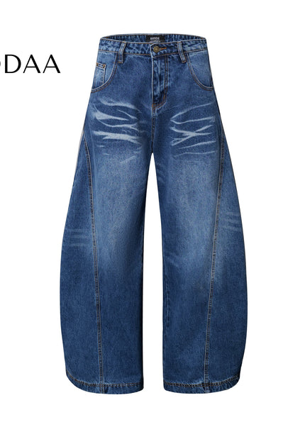 Black Whisker Wash Loose Wide Leg Machete Jeans - S / Blue - Women’s Jeans