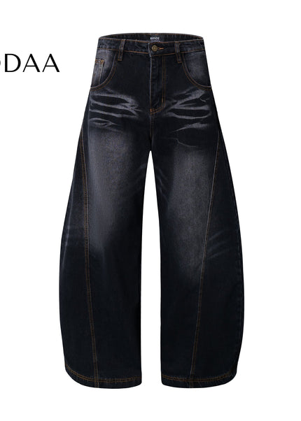 Black Whisker Wash Loose Wide Leg Machete Jeans - S / Black - Women’s Jeans