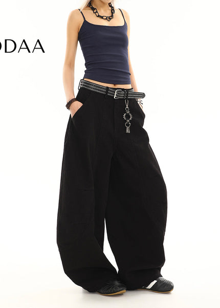 Blue Casual Loose Drape Straight Leg Jeans Women’s Summer - S / Black - Women’s Jeans