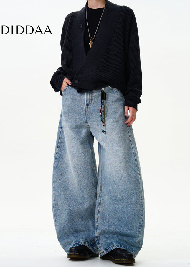 Blue Classic Loose Fit Scimitar Jeans for Men and Women - Men’s Jeans