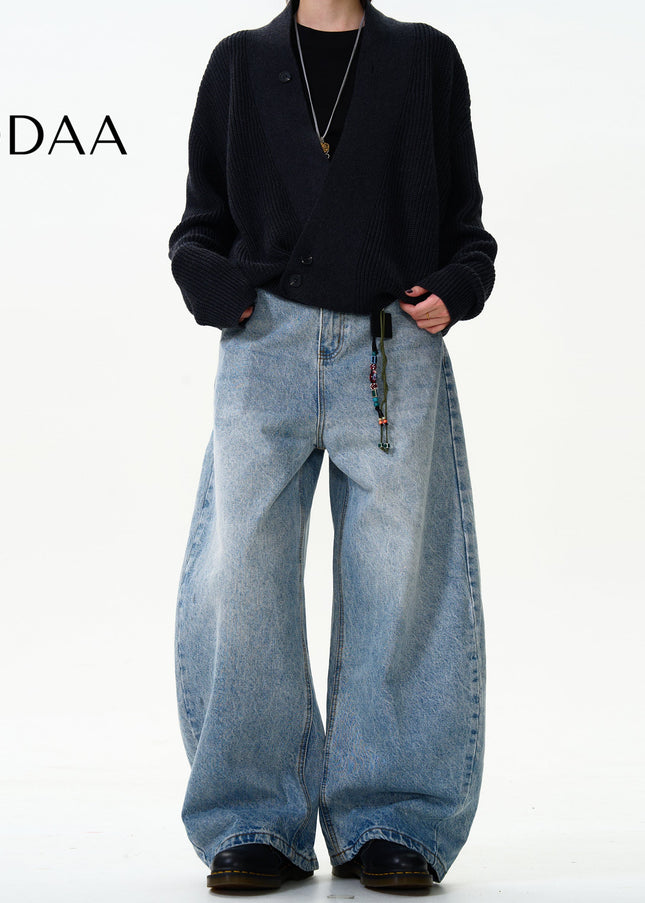 Blue Classic Loose Fit Scimitar Jeans for Men and Women - S / Mid Blue - Men’s Jeans