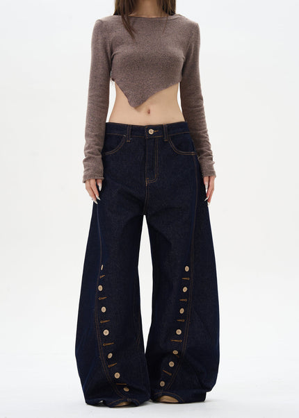 Blue Deconstructed Breasted Jeans by Tail Lang’s Shop - Women’s Jeans