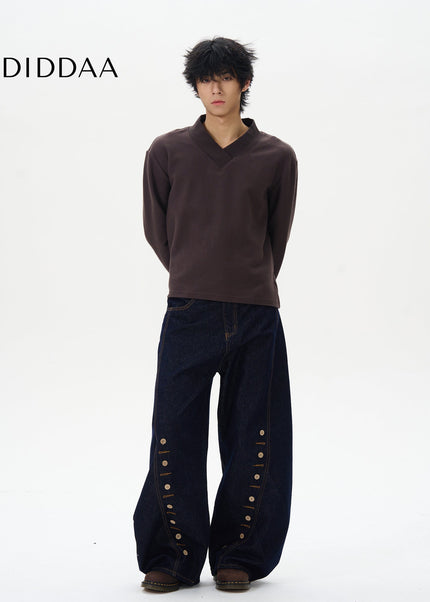 Blue Deconstructed Breasted Jeans by Tail Lang’s Shop - Women’s Jeans