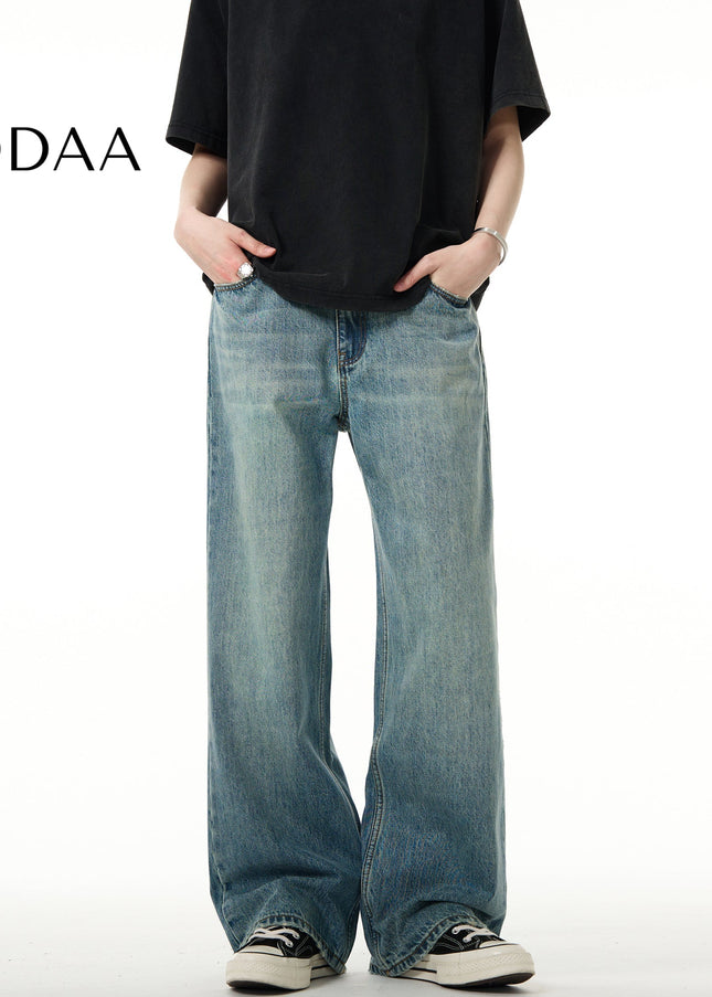 Blue Distressed American Retro Cleanfit Jeans - S / Mid Blue - Men’s Jeans