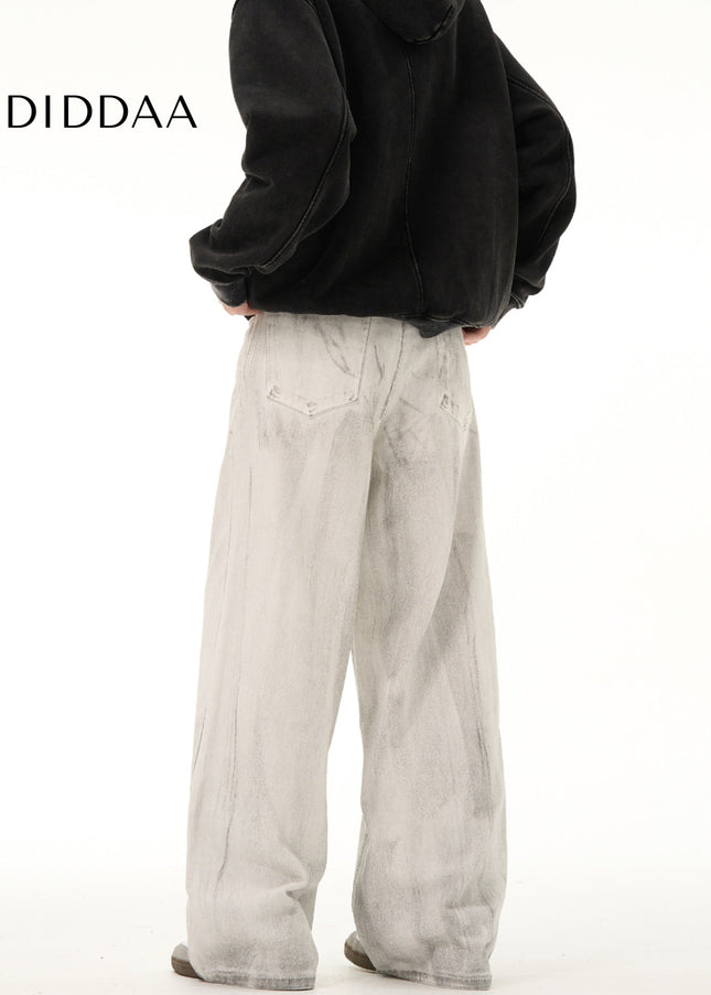 Blue Distressed Drape Jeans with Retro Design for Men - Men’s Jeans