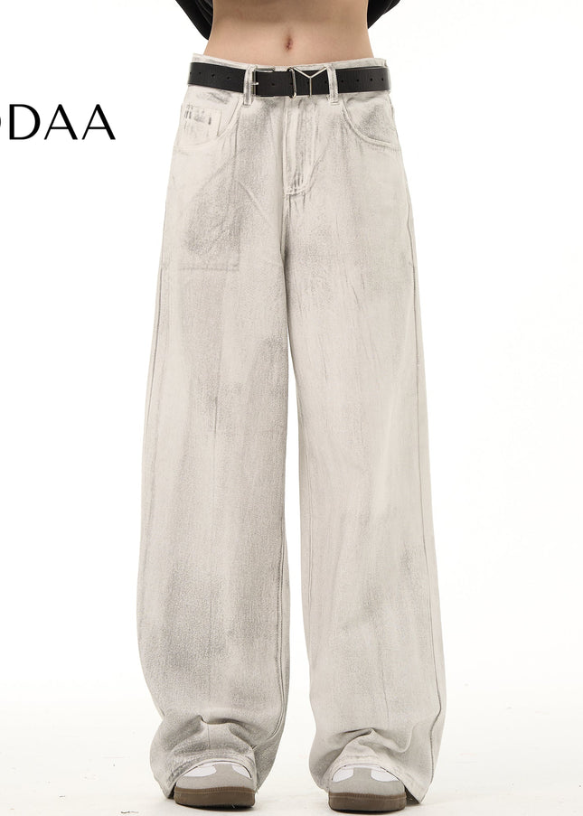 Blue Distressed Drape Jeans with Retro Design for Men - S / White - Men’s Jeans