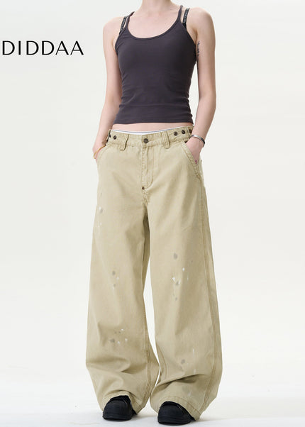 Blue Distressed Ink Splash Straight Jeans for Men - Men’s Jeans