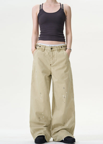 Blue Distressed Ink Splash Straight Jeans for Men - Men’s Jeans