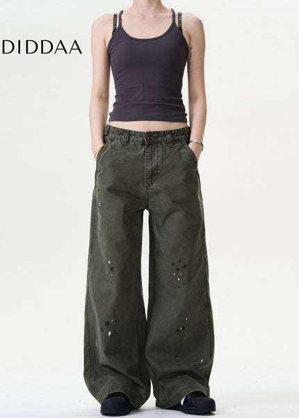 Blue Distressed Ink Splash Straight Jeans for Men - Men’s Jeans