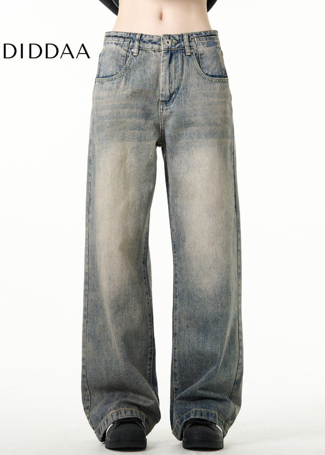 Blue Distressed Loose Fit Straight Jeans for Men - Men’s Jeans