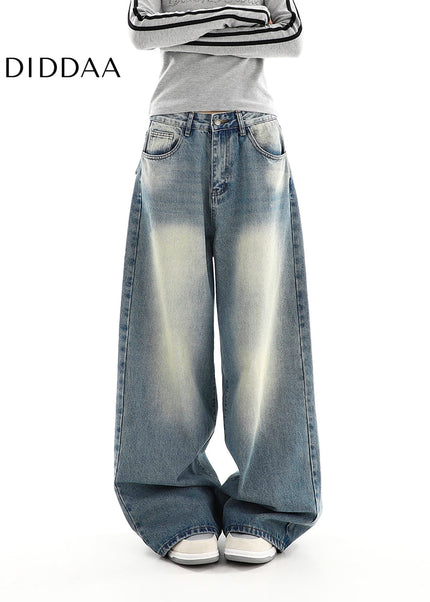 Blue Distressed Straight-Leg Women’s Jeans Casual Spring Trousers - Women’s Jeans