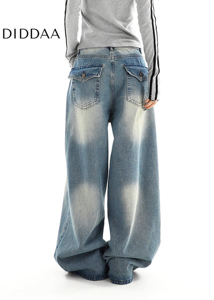 Blue Distressed Straight-Leg Women’s Jeans Casual Spring Trousers - Women’s Jeans