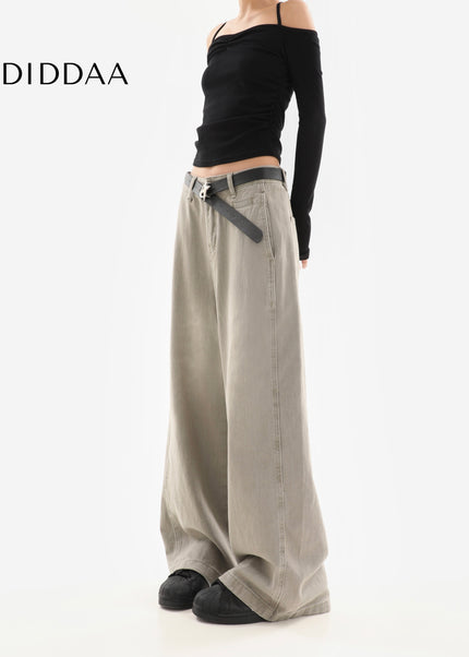 Blue Distressed Wide Leg Jeans for Women 2025 Spring Autumn - Women’s Jeans