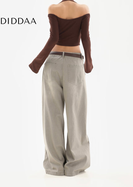 Blue Distressed Wide Leg Jeans for Women 2025 Spring Autumn - Women’s Jeans