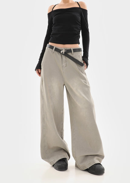 Blue Distressed Wide Leg Jeans for Women 2025 Spring Autumn - Women’s Jeans