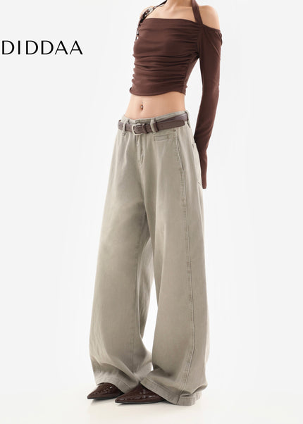 Blue Distressed Wide Leg Jeans for Women 2025 Spring Autumn - Women’s Jeans