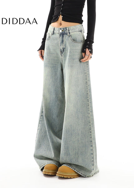 Blue Distressed Wide Leg Jeans Women’s Spring Fashion - Women’s Jeans