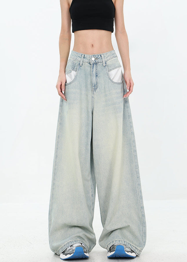 Blue Distressed Wide-leg Ripped Jeans Women’s Pants - Women’s Jeans