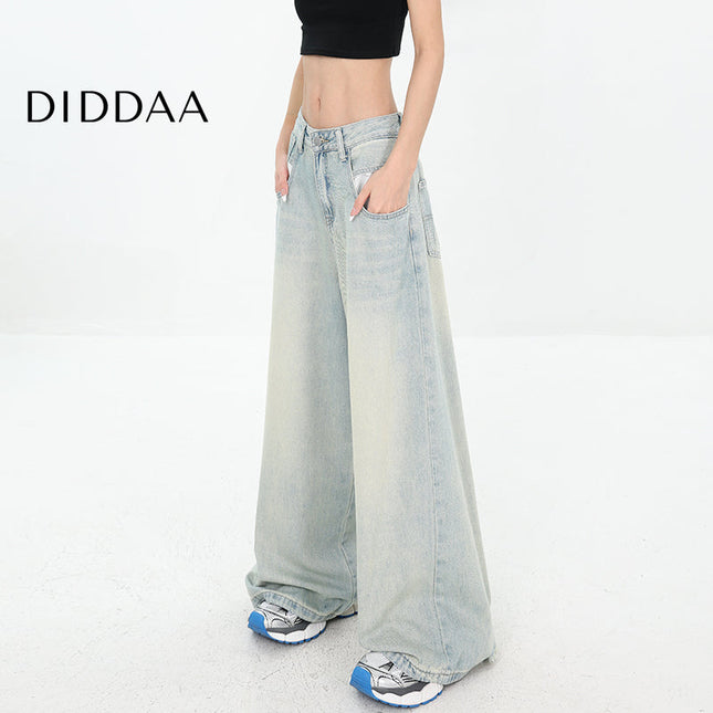 Blue Distressed Wide-leg Ripped Jeans Women’s Pants - S / Light Blue - Women’s Jeans